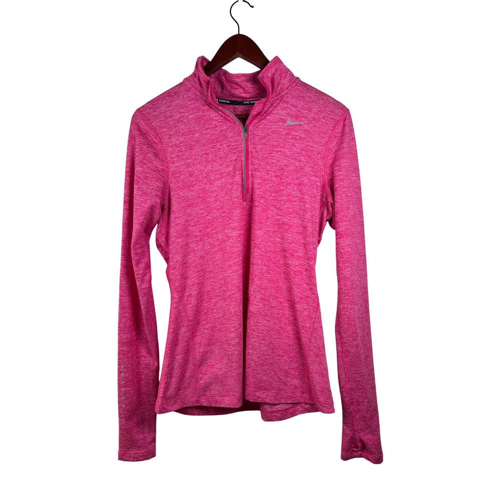 Nike Dri-Fit Pink Heathered Womens Small Long Sleeve‎ Running Quarter Zip Top